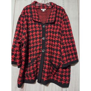Hampshire Studio Sweater Womens 3XL‎ Houndstooth Button Front Pocket Jacket